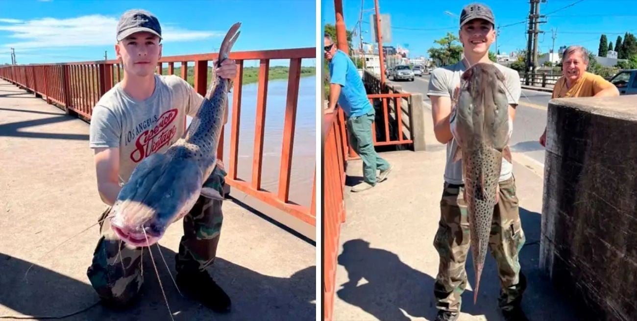 Sorpresa en el río Salado: un joven pescó un surubí de poco más de 9 kilos cerca del Puente Carretero