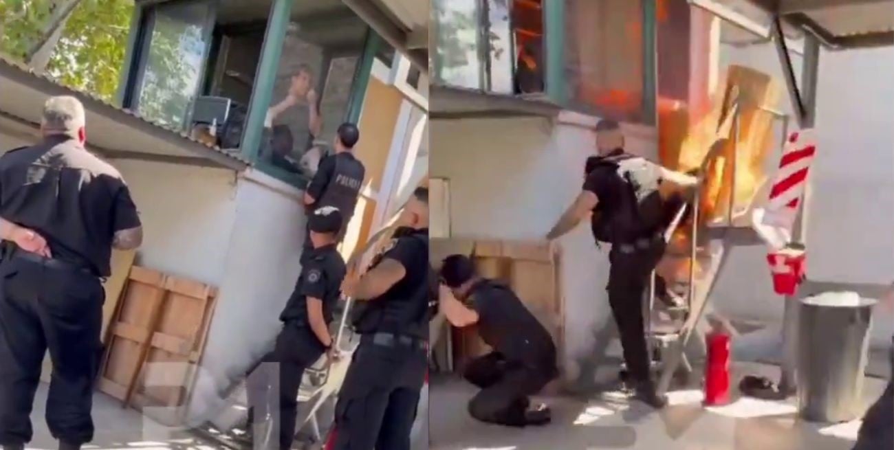Dramático episodio en Rosario: se prendió fuego en medio de un reclamo salarial e hirió a dos policías