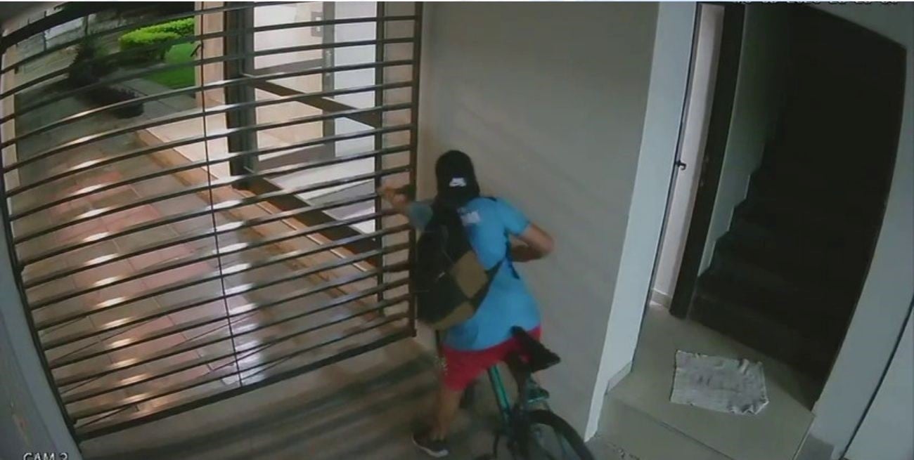 Robo en barrio Sur: entró a una cochera, se llevó una bicicleta y quedó filmado
