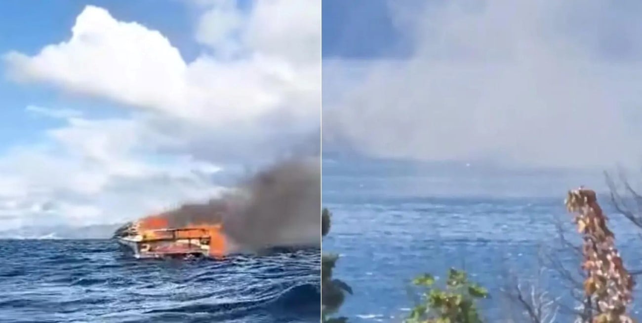 Una lancha se incendió en el Nahuel Huapi y el tripulante se tiró al agua para sobrevivir