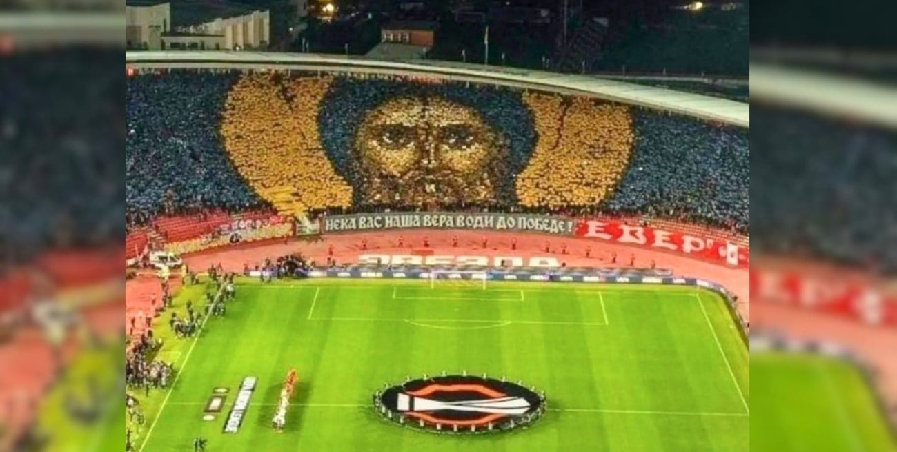 Dura sanción de la UEFA a Estrella Roja tras desplegar un mensaje religioso