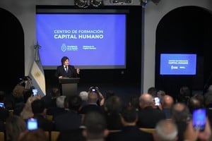 Milei encabezó el acto en La Paternal donde defendió su política de capital humano.