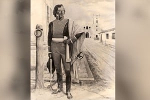 El óleo del célebre artista Juan Arancio, donde retrató al Brigadier López. Crédito: Archivo