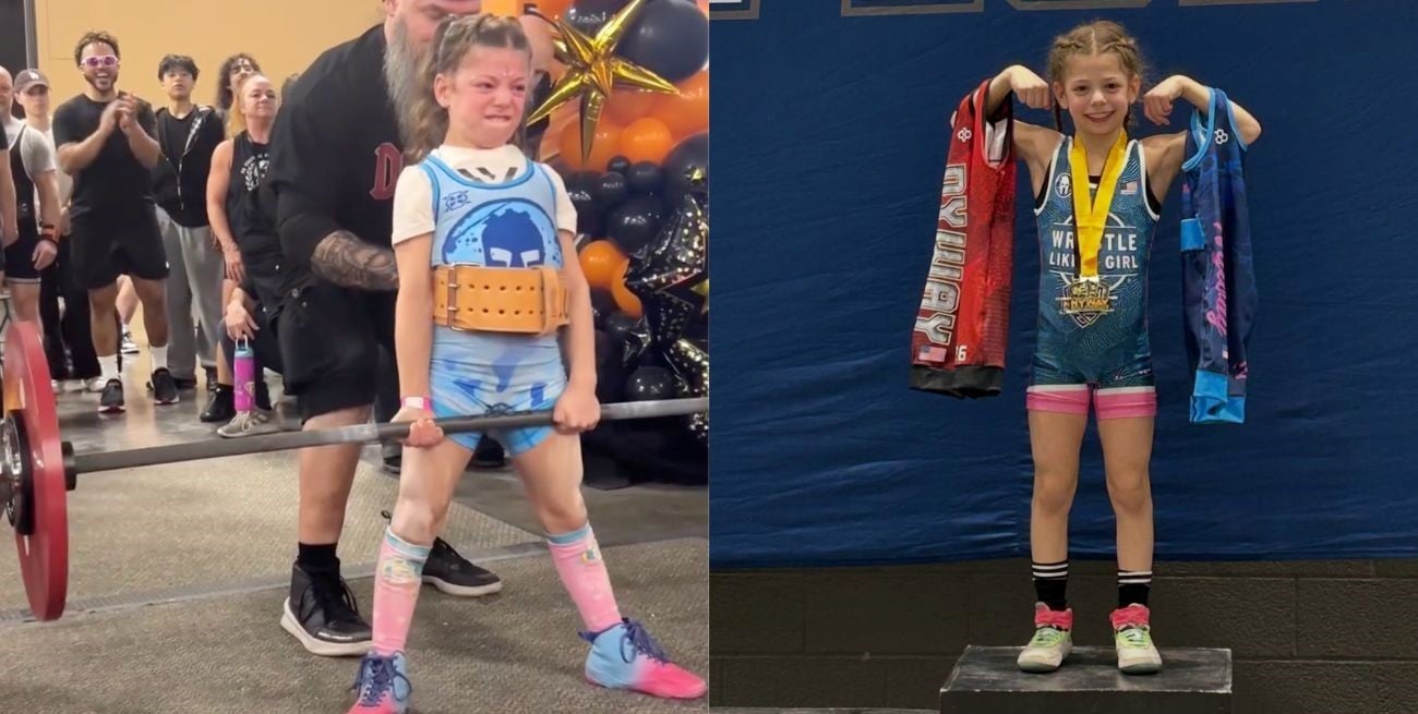 La niña de 9 años que asombra al mundo levantando 82 kilos en peso muerto