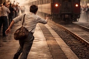 Julio ante la encrucijada de su vida. El preciso instante en que se separan su destino del de su familia.