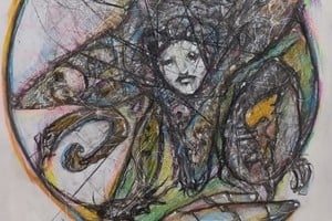 Obra: "Despertar de la consciencia", técnica mixta sobre papel. Autor: Maximiliano Maignien.