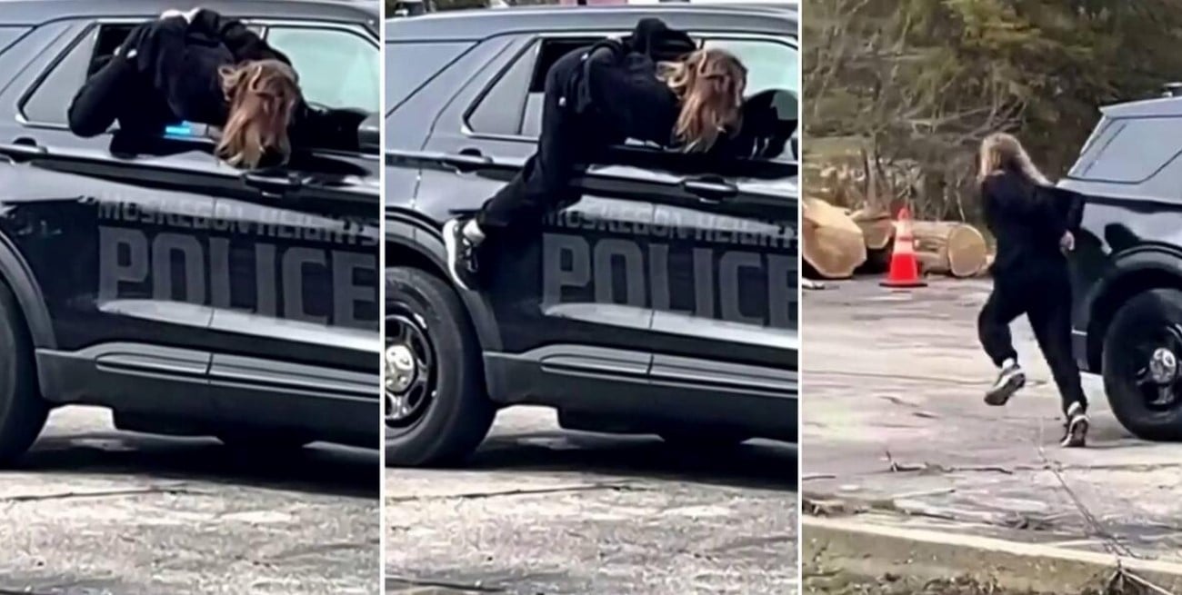 Video: una mujer esposada escapó por la ventana de un patrullero en Michigan