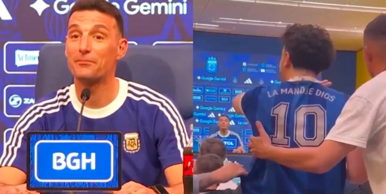 Video: Scaloni vivió un momento insólito tras el cruce con un hincha en conferencia