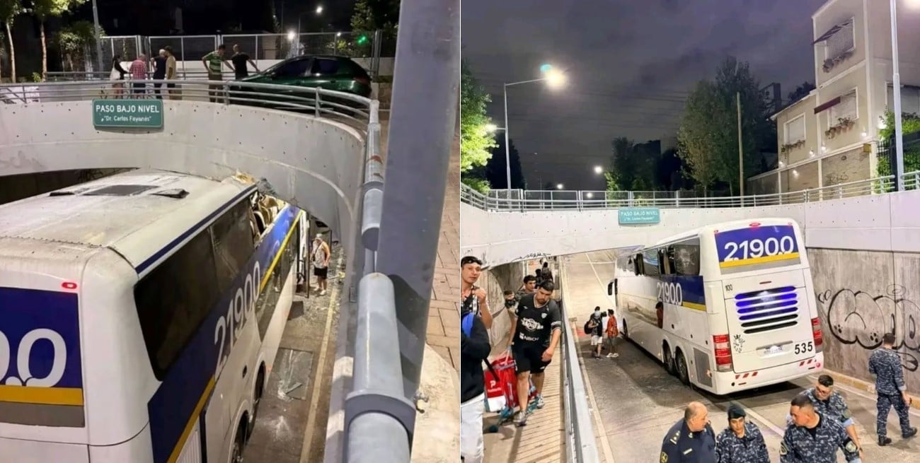 Banfield: un colectivo de hinchas de Chaco For Ever se incrustó bajo un puente y dejó heridos