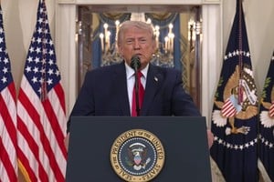 Presidente de Estados Unidos, Donald Trump, pronunciando un discurso en la Casa Blanca. Créditos: Xinhua