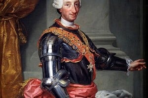 Retrato del rey Carlos III de España, que gobernó el imperio español desde 1759 hasta su muerte en 1788. Durante su reinado creó el Virreinato del Río de la Plata en 1776.