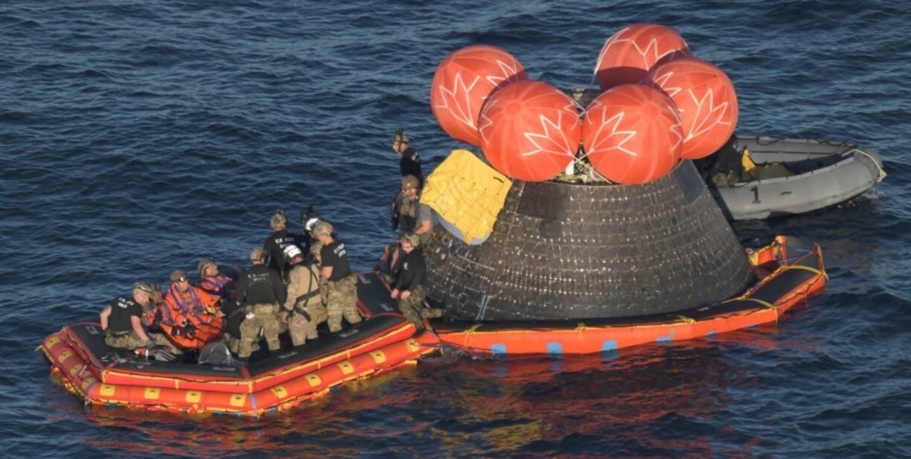 La NASA difundió videos del rescate de la tripulación y del traslado de la cápsula Orion