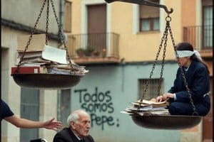 Composición del Diario Digital Cronio de El Salvador que refleja el caso que conmociona a toda España. Ante la absurda detención policial de Pepe, la indignación inicial de familiares y vecinos ha provocado una movilización social que no tiene precedentes en el país. La justicia, lejos de lograr equidad, se ha transformado en un artefacto burocrático nefasto.