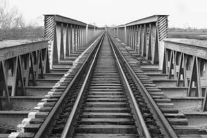 Las dos trochas, un puente. De fondo la ciudad de Santa Fe.