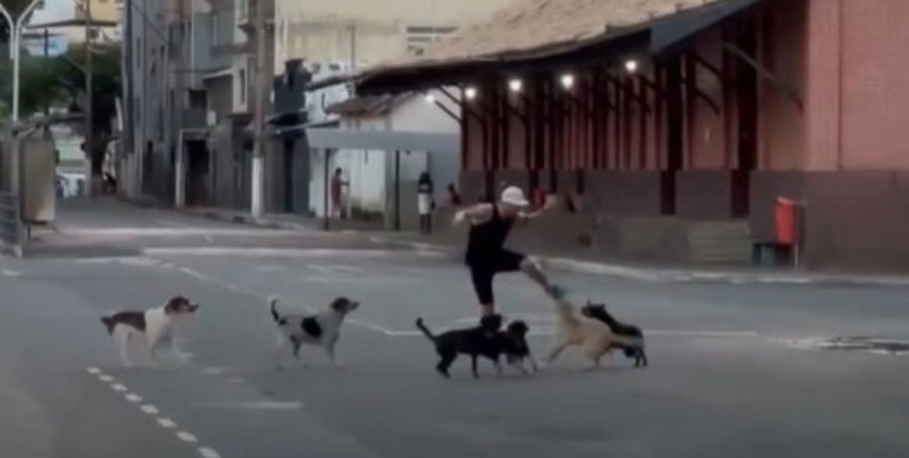 Salió a correr y fue sorprendido por perros callejeros: el video se volvió viral