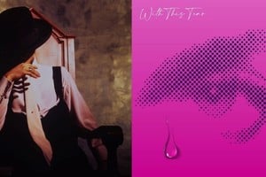 La foto promocional, con el rostro del artista en sombras (obra de Jeff Katz) y la portada del single. Fotos: Gentileza Sony Music