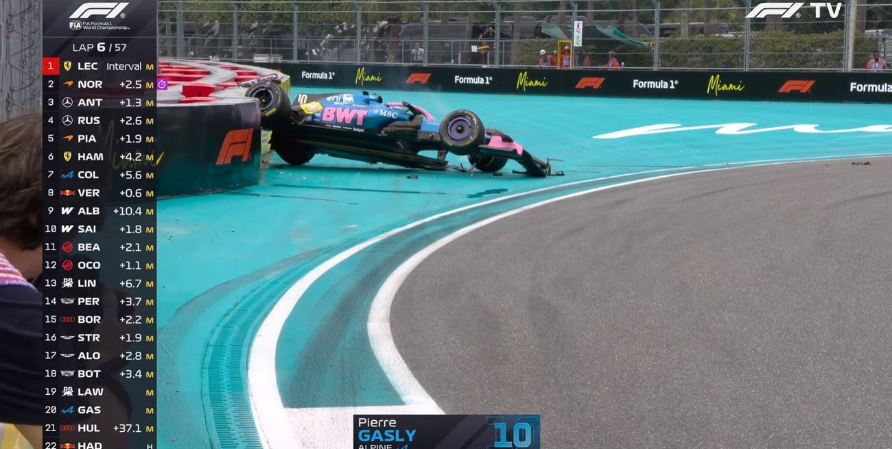 Impresionante vuelco de Pierre Gasly en el Gran Premio de Miami