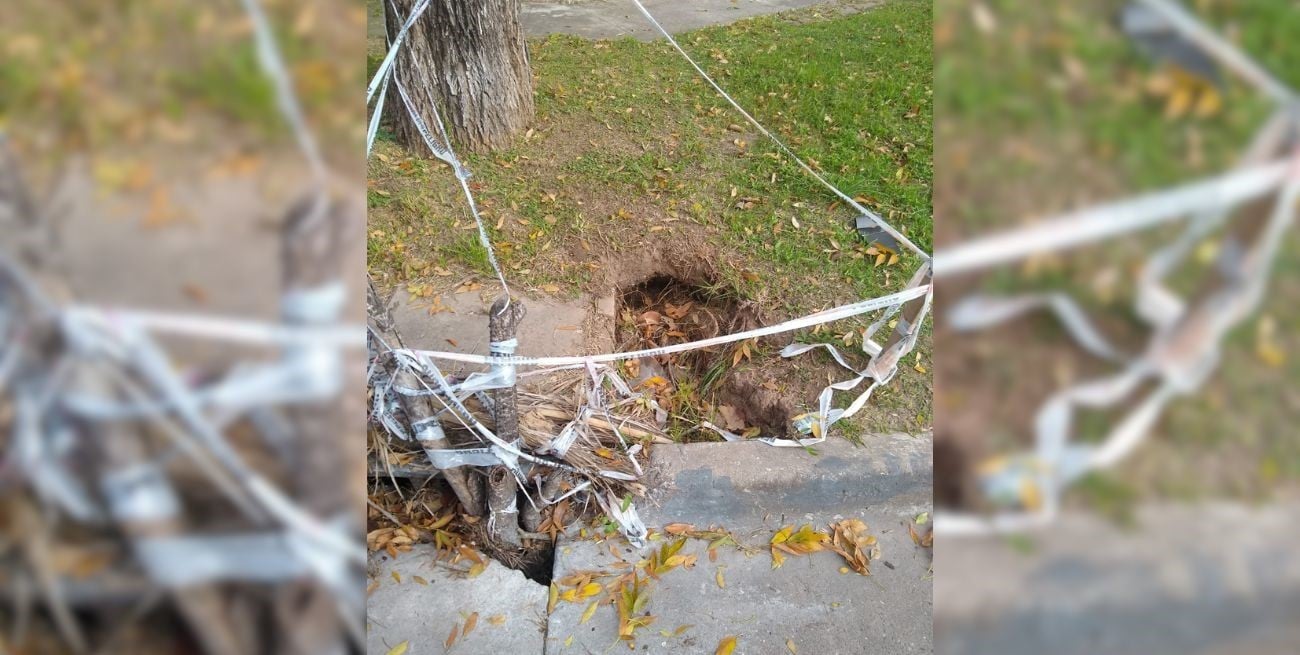 Peligro en barrio Guadalupe: un socavón en el cordón de la vereda pone en alerta a los vecinos 