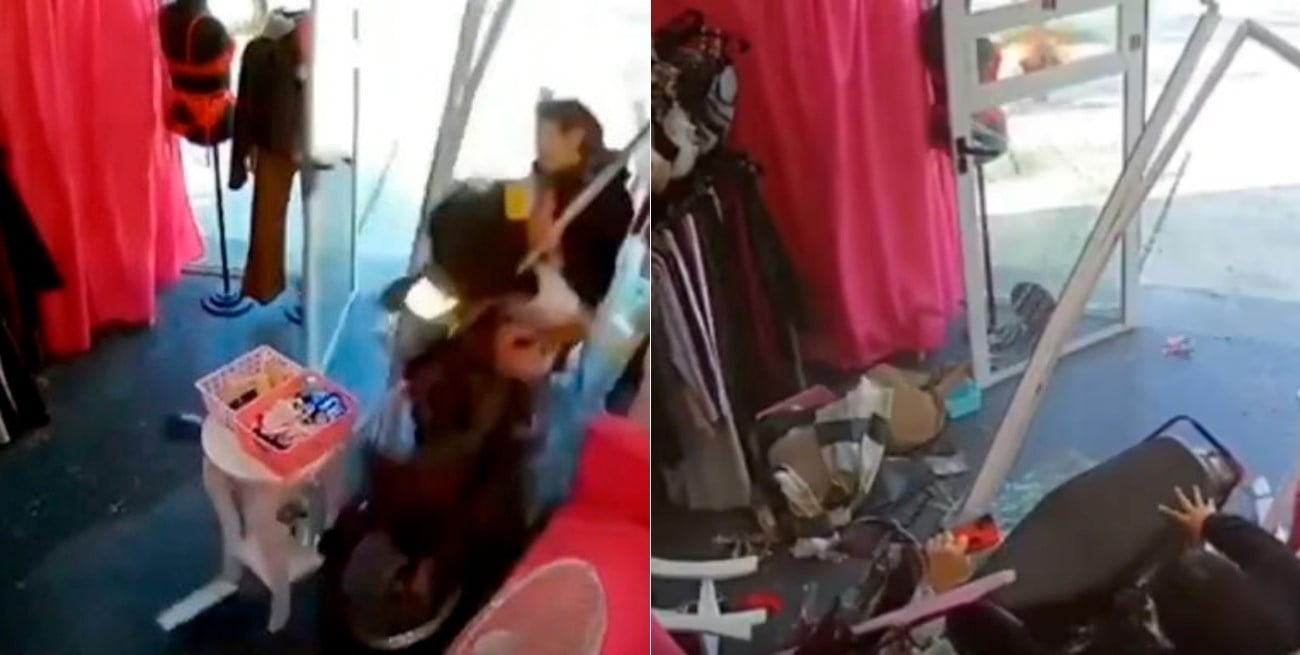 Caseros: dos menores chocaron con su moto y terminaron dentro de un local 