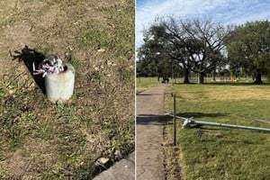 Vecinos denunciaron cables expuestos y restos de postes en un sector del Parque Federal.