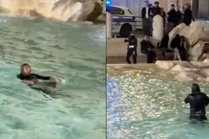 El turista se lanzó al agua de la Fontana di Trevi y nadó durante unos segundos hasta que fue retirado por la Policía.