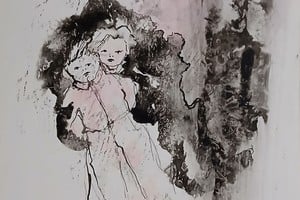 "El regreso", obra de Emiliana Rolón. Técnica: dibujo, tinta, mancha y pluma.