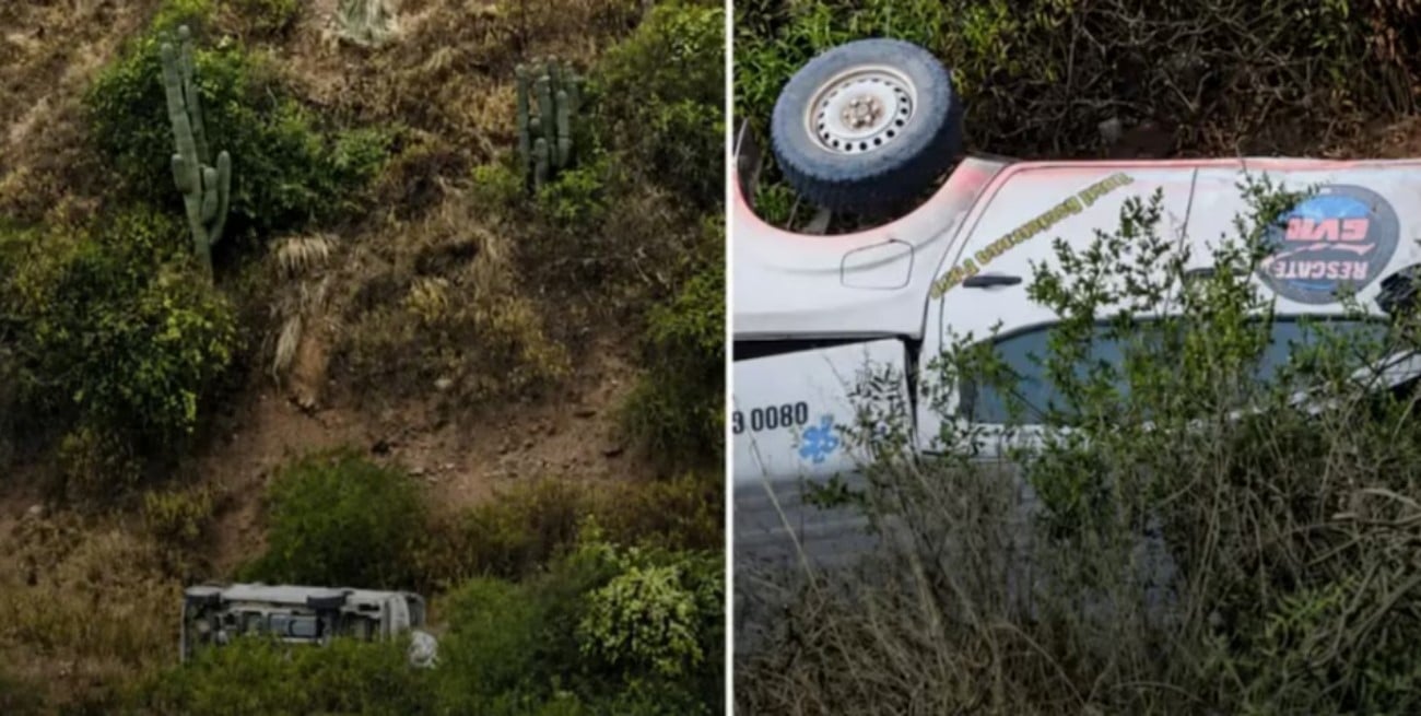Accidente en Salta: una camioneta cayó 30 metros por un barranco en la Cuesta del Obispo y sobrevivieron todos