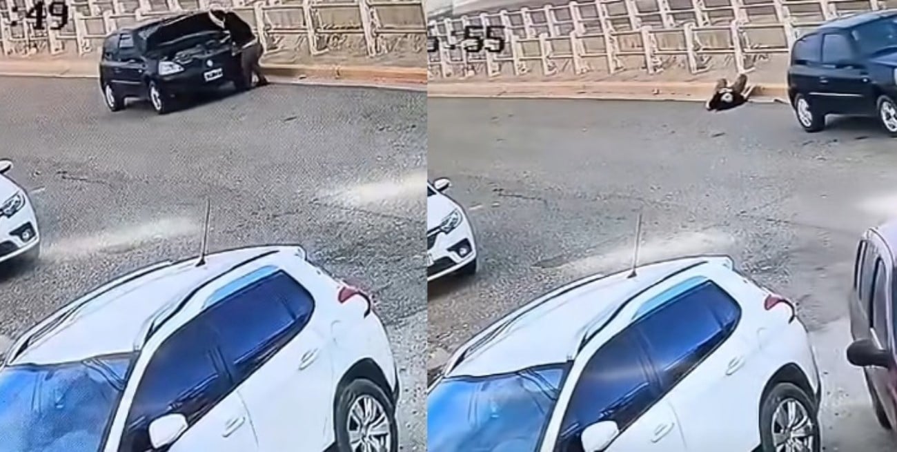 Video: bajó a revisar su auto y el vehículo terminó pasándole por encima