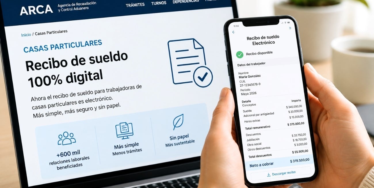 ARCA implementó el recibo de sueldo 100% digital para trabajadoras de casas particulares