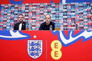 El seleccionador Thomas Tuchel este viernes en conferencia de prensa. Crédito: Reuters/Peter Cziborra