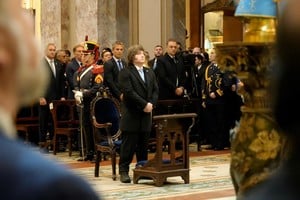 Javier Milei este lunes durante el Tedeum. Crédito: Presidencia