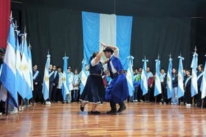 La Banda de Música de la Ciudad puso los acordes para la entonación del Himno Nacional Argentino.