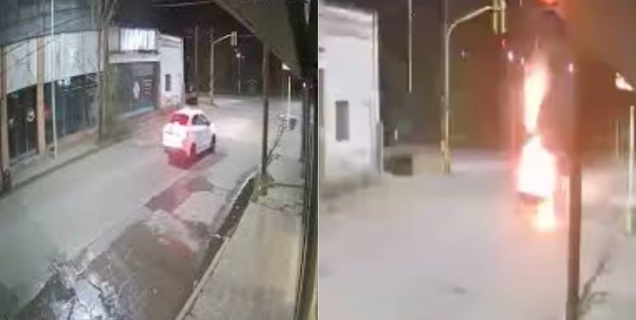 Video: un taxi explotó tras detenerse en un semáforo en Bahía Blanca