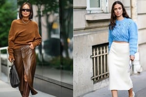 Los tejidos livianos se mezclan con faldas midi para looks versátiles.