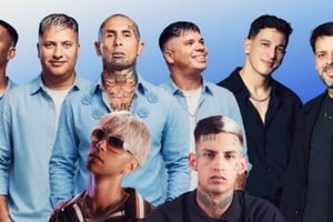 Hay equipo: Ke Personajes (encabezados por Ema Noir) y Q’Lokura; abajo, Bhavi y L-Gante. Foto: Gentileza Tu Música