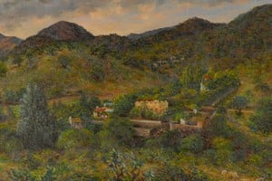 Fragmento de "Paisaje serrano" de Gustavo Cochet. Foto: Museo Rosa Galisteo