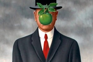 Detalle de "El hijo del hombre" (año 1964), óleo sobre lienzo de René Magritte.