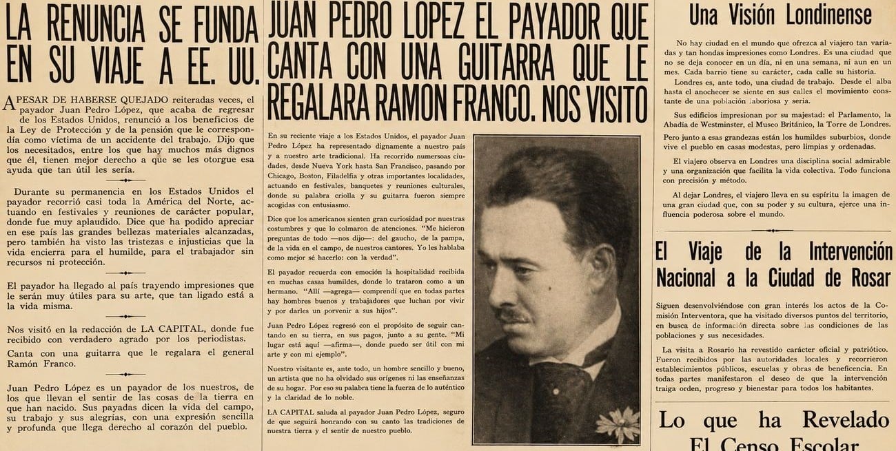 El payador uruguayo que admiraban Gardel y Corsini pasó por Santa Fe en 1931