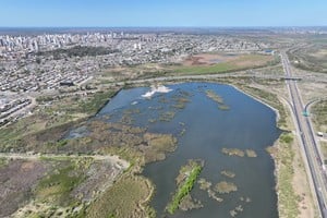 Vista aérea de uno de los reservorios del oeste de Santa Fe. Fernando Nicola. Archivo.