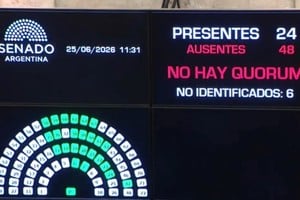 El tablero del Senado este jueves.