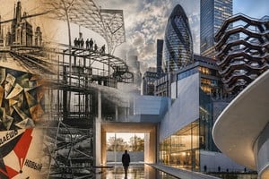 De la utopía industrial a la ciudad global: un siglo de arquitectura condensado en una sola imagen, donde las vanguardias, la técnica y la monumentalidad contemporánea revelan la permanente tensión entre el proyecto colectivo y la arquitectura convertida en ícono cultural y urbano.