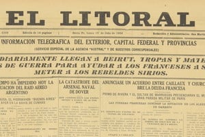 Portada de la edición del 12 de julio de 1926 de diario El Litoral (detalle).