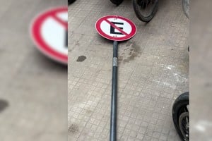 Detenida por robar un cartel de señalización vialen Santa Fe. Foto: Gentileza