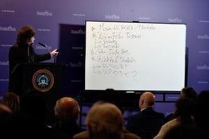 Javier Milei este lunes durante la exposición ante los legisladores. Crédito: Presidencia