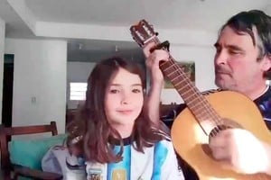 El payador y su hija, uno de los videos más virales del Mundial.