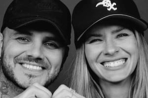 La pareja pasó el sábado entre mates y la tribuna deportiva.