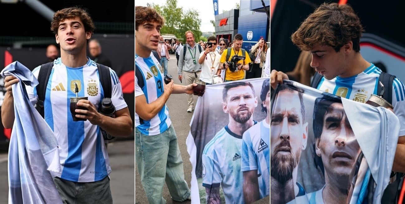 Franco Colapinto llevó la pasión mundialista al paddock de la Fórmula 1 con la camiseta de Julián Álvarez