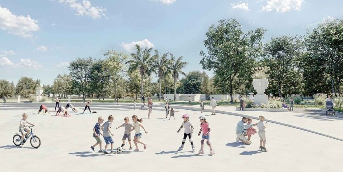 Así será el camaleónico piletón del Parque Garay, que en invierno se usará como playón multipropósito