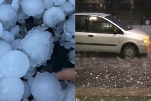 Los automovilistas que transitaban por la autopista A13 debieron detener la marcha por completo ante la nula visibilidad y el impacto directo del hielo contra la carrocería.