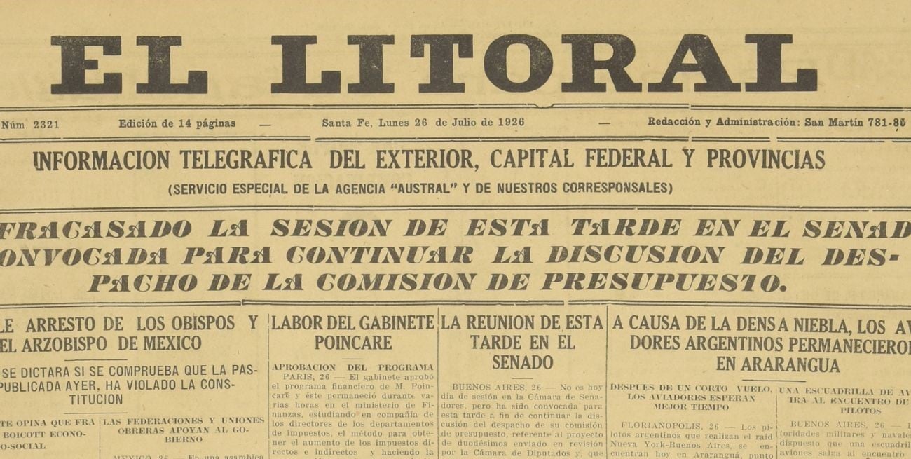 26 de julio de 1926: así era el mundo hace cien años, visto a través de El Litoral